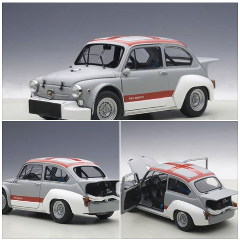 Fiat Abarth 1000 TCR Grijs matt Grey / Rood -Red stripes  1/18